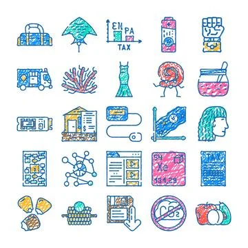 Hand drawn doodle sketch vector icons set イラスト素材