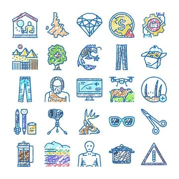 Hand drawn doodle sketch vector icons collection イラスト素材
