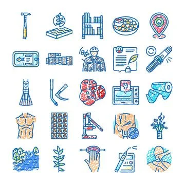 Hand drawn doodle sketch vector icons collection 스톡 일러스트