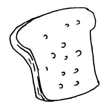 Hand drawn doodle slice of bread loaf isolated on white background. Stock Illustration