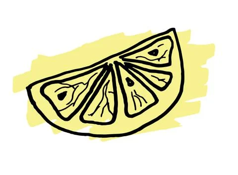 Hand drawn doodle slice of lemon. Stock Illustration