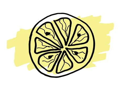 Hand drawn doodle slice of lemon. Illustrazione stock