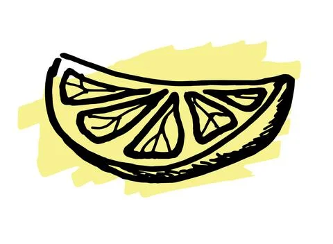 Hand drawn doodle slice of lemon. Stock Illustration