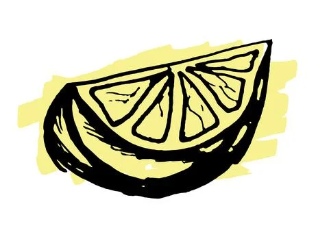 Hand drawn doodle slice of lemon. 스톡 일러스트