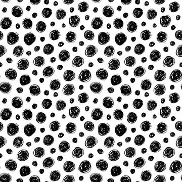 Hand drawn doodle small circles seamless pattern. Stock Illustration