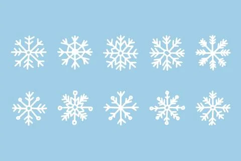 Hand drawn doodle snowflakes set in linear style, perfect for Christmas cards Stock Illustration