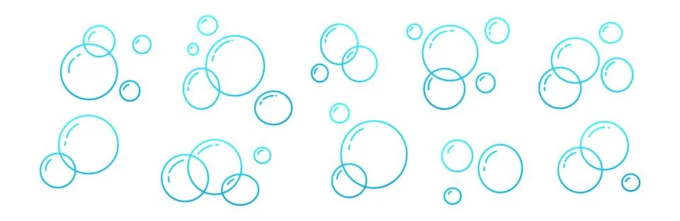 Hand drawn doodle of soap bubbles and foam in the air, bath or soda. Icons for Stock Illustration