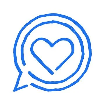 Hand drawn doodle speech bubble with heart. Grunge texture romantic message i Stock Illustration