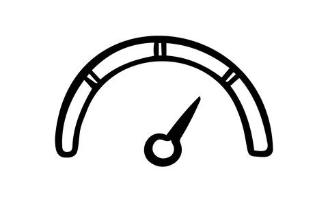 Hand drawn doodle Speedometer, tachometer icon. Speed indicator sign. Stock Illustration