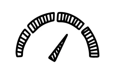 Hand drawn doodle Speedometer, tachometer icon. Speed indicator sign. Stock Illustration