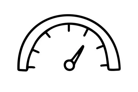 Hand drawn doodle Speedometer, tachometer icon. Speed indicator sign. Stock Illustration
