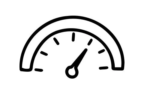 Hand drawn doodle Speedometer, tachometer icon. Speed indicator sign. Stock Illustration