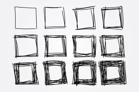 Hand drawn doodle squares, vector design elements Stock Illustration
