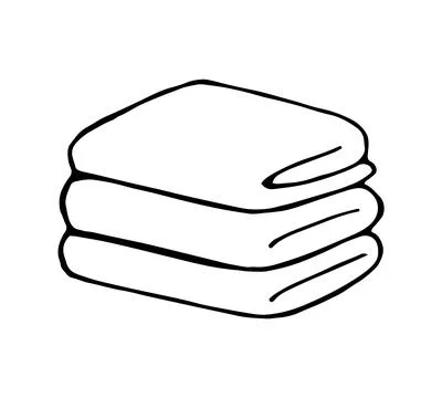 Hand Drawn Doodle Stack of Folded Towels Outline Illustration, Clean Bath T.. Stock Illustration