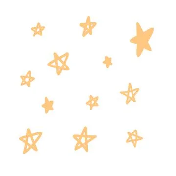Hand drawn doodle stars. Vector illustration of night sky elements, celestial Stock Illustration