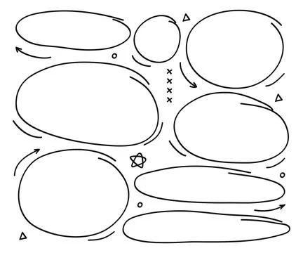 Hand drawn doodle style collection of arrows, star and circles collection.V.. Stock Illustration