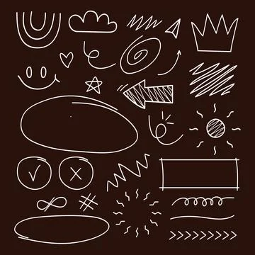Hand drawn doodle style collection isolated on brown background .Vector ill.. イラスト素材