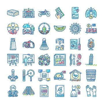 Hand drawn doodle style diverse icons collection Ilustración de archivo