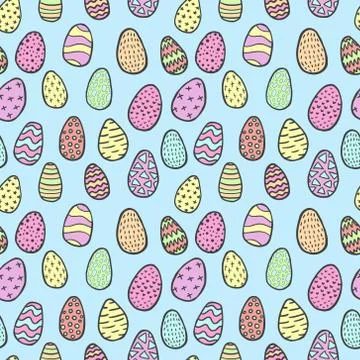 Hand drawn doodle style Easter eggs seamless Stock-Illustration