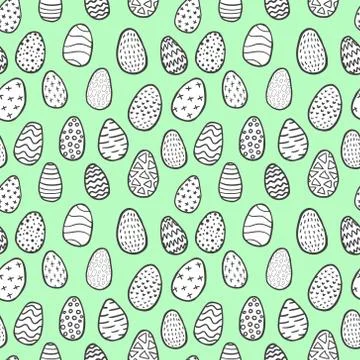 Hand drawn doodle style Easter eggs seamless Stock-Illustration