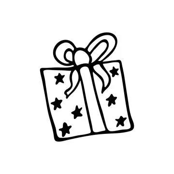 Hand drawn doodle style gift box in vector Stock Illustration