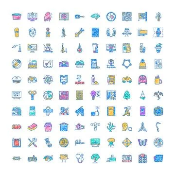 Hand drawn doodle style icon set collection 스톡 일러스트