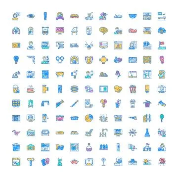 Hand drawn doodle style icon set collection Stock Illustration