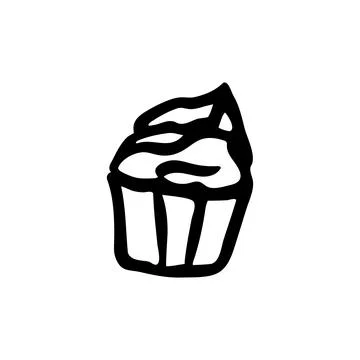 Hand drawn doodle style muffin in vector. Isolated illustration Stock Illustration