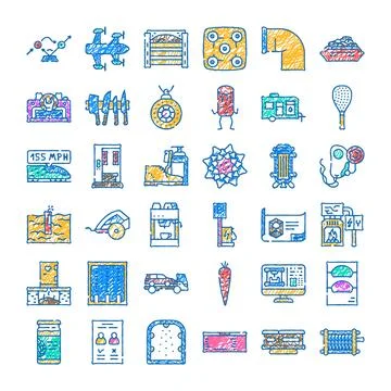 Hand drawn doodle style objects and symbols collection Illustrazione stock