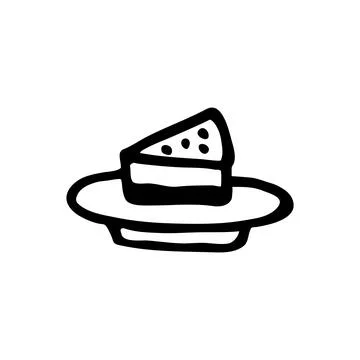 Hand drawn doodle style piece of cake in vector. Isolated illustration Stock Illustration