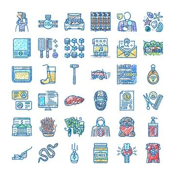 Hand drawn doodle style various symbol set Stock Illustration