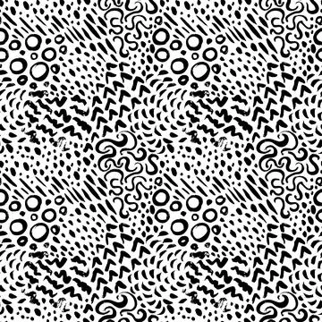 Hand drawn doodle style vector seamless pattern. Illustrazione stock