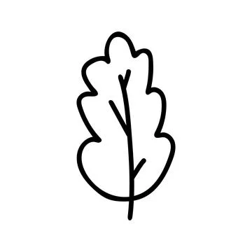 Hand drawn doodle style vector illustration of single oak tree leaf. Black Stock Illustration