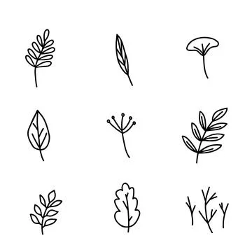 Hand drawn doodle style vector illustration set of fall forest nature elements Stockillustratie