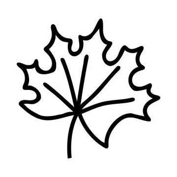 Hand drawn doodle style vector illustration of single maple tree leaf. Black Stock Illustration