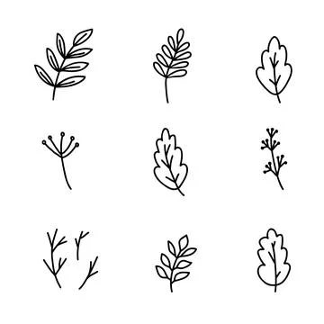 Hand drawn doodle style vector illustration set of fall forest nature elements 스톡 일러스트