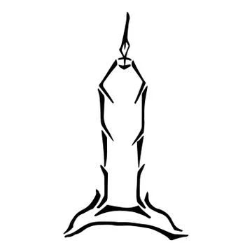 Hand drawn doodle stylized candle. Contour sketch. Vector illustration isolat Stock Illustration