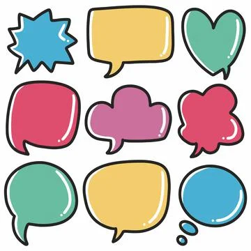 Hand-drawn doodle text balloon colorful art design element illustration. Stock Illustration