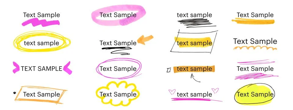 Hand-drawn doodle text frames and title boxes Ilustração Stock