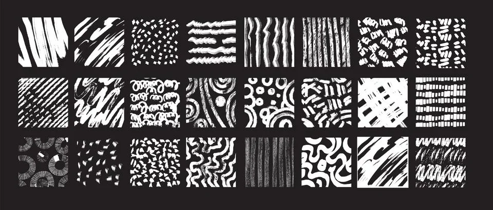 Hand drawn doodle texture set, line curvy ink pen, circle pattern Stock Illustration