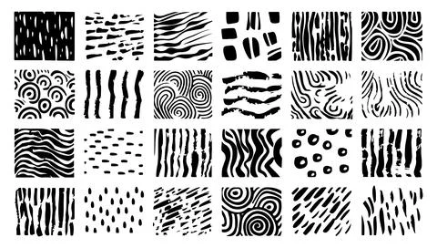 Hand drawn doodle texture vector illustration set black and white. Scribble.. Stock Illustration