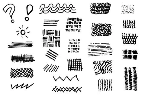 Hand drawn doodle textures and patterns Stock Illustration