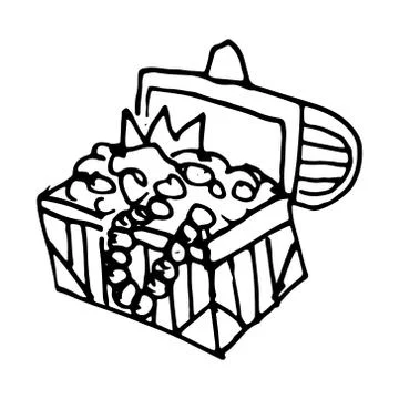 Hand drawn doodle treasure chest.Perfect for invitation, greeting card Stock Illustration