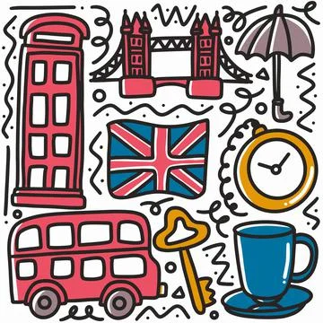 Hand drawn doodle united kingdom holiday Stock Illustration