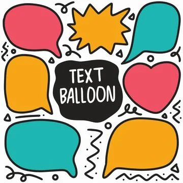 Hand drawn doodle various text balloon Stock Illustration