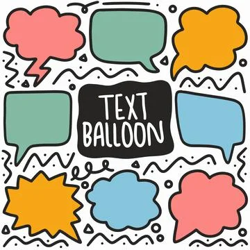 Hand drawn doodle various text balloon Stock Illustration