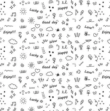 Hand drawn doodle vector, Cute simple doodle pattern 库存插图