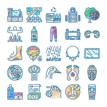 Hand drawn doodle vector icons collection for web and mobile Stock Illustration
