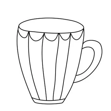 Hand drawn doodle vector illustration of a cute mug. Stock Illustration
