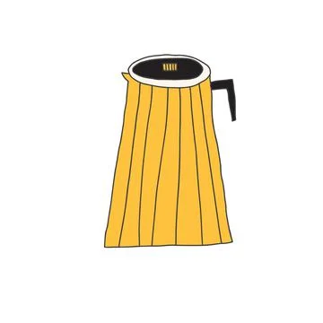 Hand drawn doodle vector illustration of designer coffee or tea pot with a cu Illustrazione stock